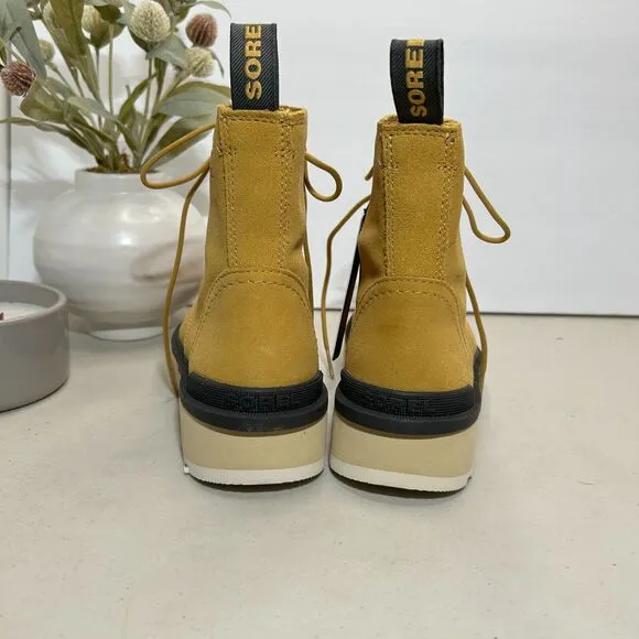 Sorel Hi-Line Lace Waterproof Suede Boots Geo Yellow NL4879-712 Women's 6 NWOB