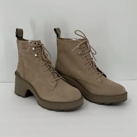 Sorel Hi-line lug boots suede leather waterproof chunky platform Taupe new 8