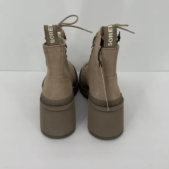 Sorel Hi-line lug boots suede leather waterproof chunky platform Taupe new 8