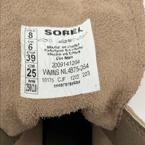 Sorel Hi-line lug boots suede leather waterproof chunky platform Taupe new 8