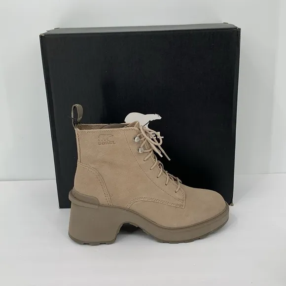 Sorel Hi-line lug boots suede leather waterproof chunky platform Taupe new 8