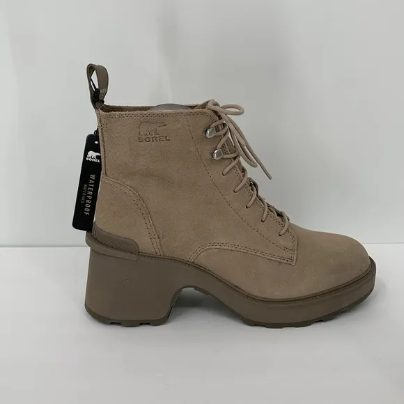 Sorel Hi-line lug boots suede leather waterproof chunky platform Taupe new 8