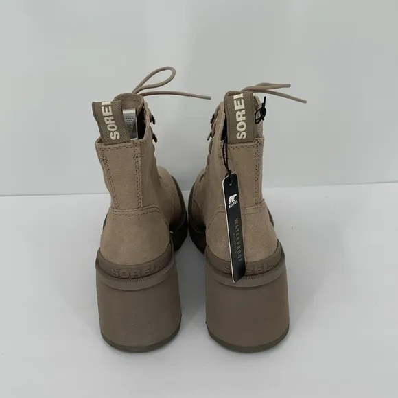 Sorel Hi-line lug boots suede leather waterproof chunky platform Taupe new 8