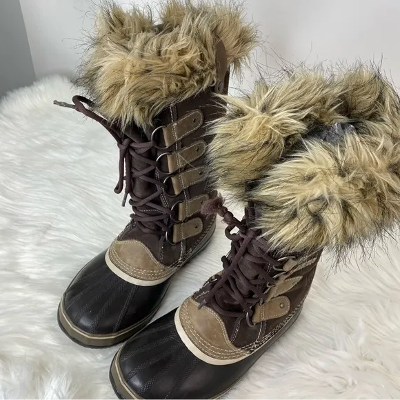 Sorel Joan of Arctic Hawk Fur Top Waterproof Winter Boots