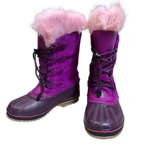 Sorel Joan of Arctic waterproof winter kids boots purple w/pink fur Size 4 EU 35