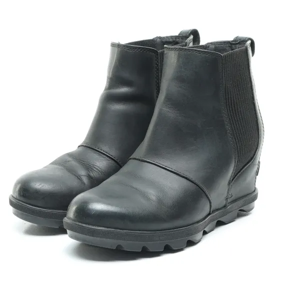 Sorel Joan of Arctic Wedge Leather Winter &amp; Rain Boots Women 7 Black