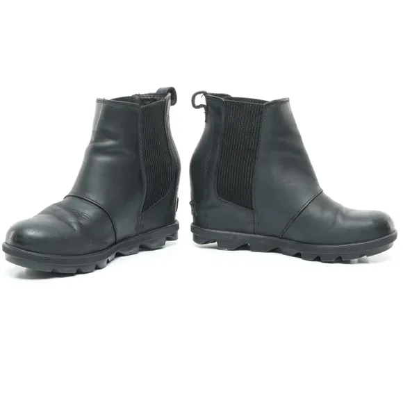 Sorel Joan of Arctic Wedge Leather Winter &amp; Rain Boots Women 7 Black