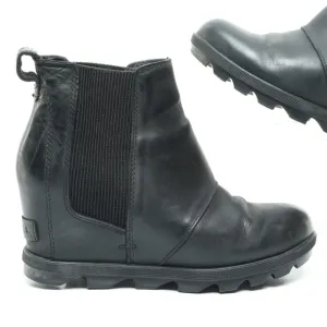 Sorel Joan of Arctic Wedge Leather Winter &amp; Rain Boots Women 7 Black
