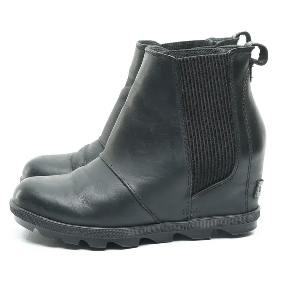 Sorel Joan of Arctic Wedge Leather Winter &amp; Rain Boots Women 7 Black