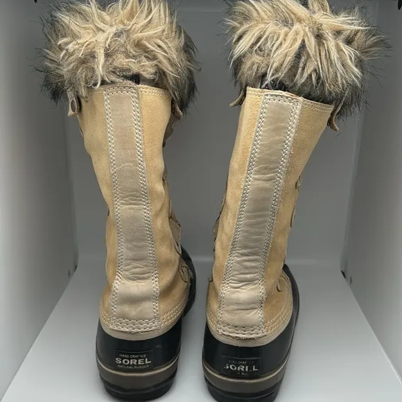 Sorel Joan of Artic Women's Tan Suede Faux Fur Waterproof Winter Boots Size 7