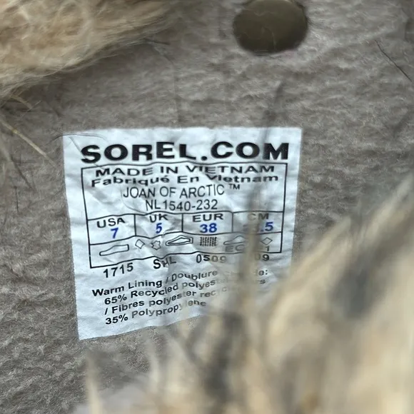 Sorel Joan of Artic Women's Tan Suede Faux Fur Waterproof Winter Boots Size 7