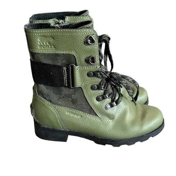 Sorel‎ Kid's Unisex Emelie Conquest Lace Up Combat Moto Boots Size 3