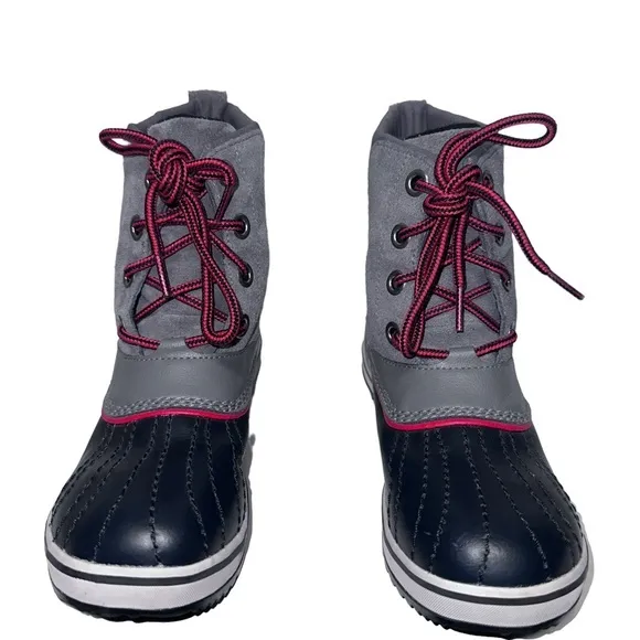 Sorel Kids Winter‎ Outdoor Waterproof Snow Boots Grey Black Red Size US4 NWOB