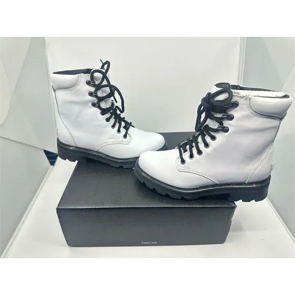 Sorel Lennox NWB White Combat Boots Size 7 Waterproof Lace Up Casual