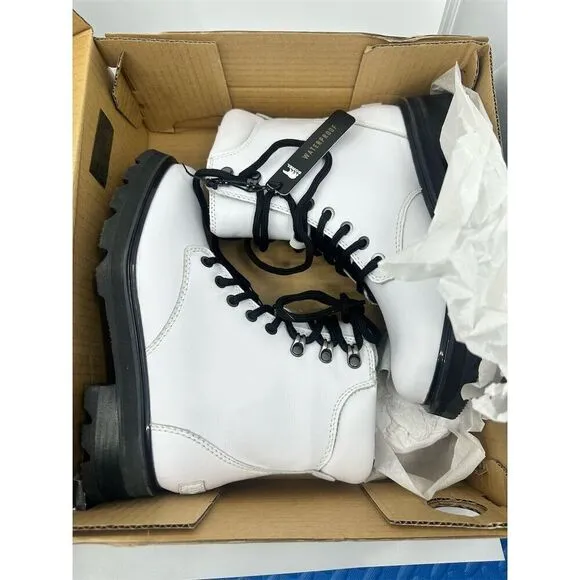 Sorel Lennox NWB White Combat Boots Size 7 Waterproof Lace Up Casual