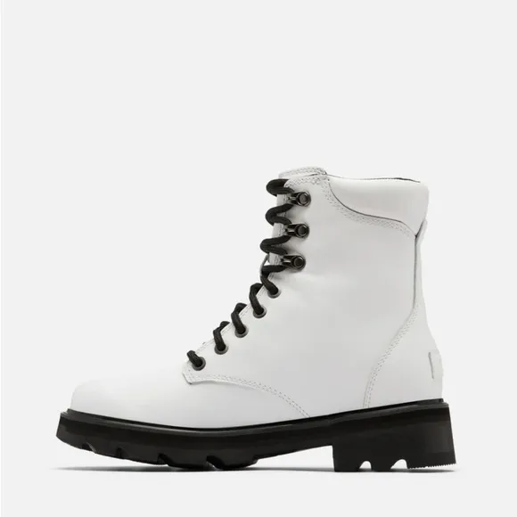 Sorel Lennox NWB White Combat Boots Size 7 Waterproof Lace Up Casual