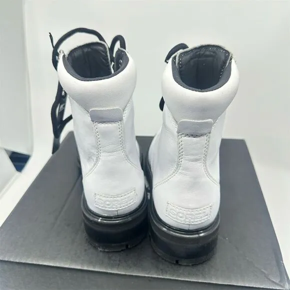 Sorel Lennox NWB White Combat Boots Size 7 Waterproof Lace Up Casual