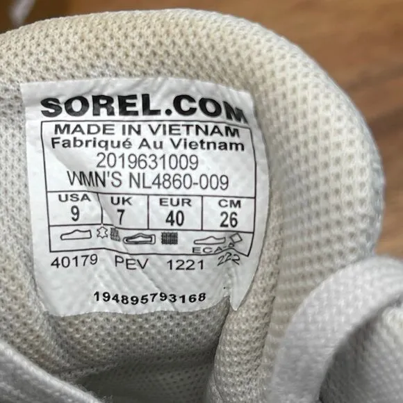 Sorel Out N About III Shoes Womens Size 9 Gray White Comfort Walking Sneakers