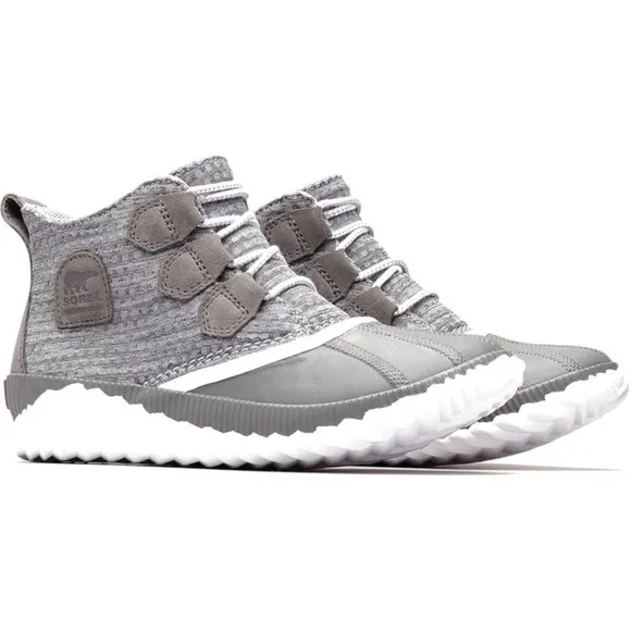 Sorel Out-N-About Plus Grey Knit Waterproof Duck Boots Booties