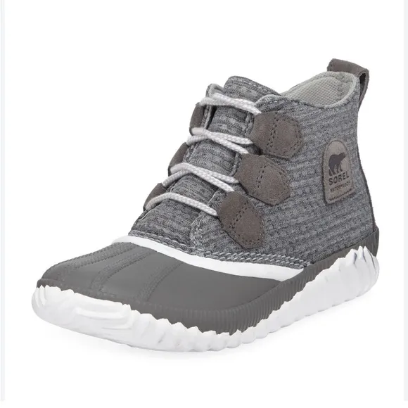 Sorel Out-N-About Plus Grey Knit Waterproof Duck Boots Booties