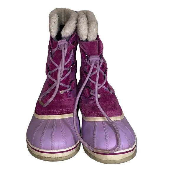Sorel Pink Waterproof Winter Snow Boots Snowflake Youth Size 6