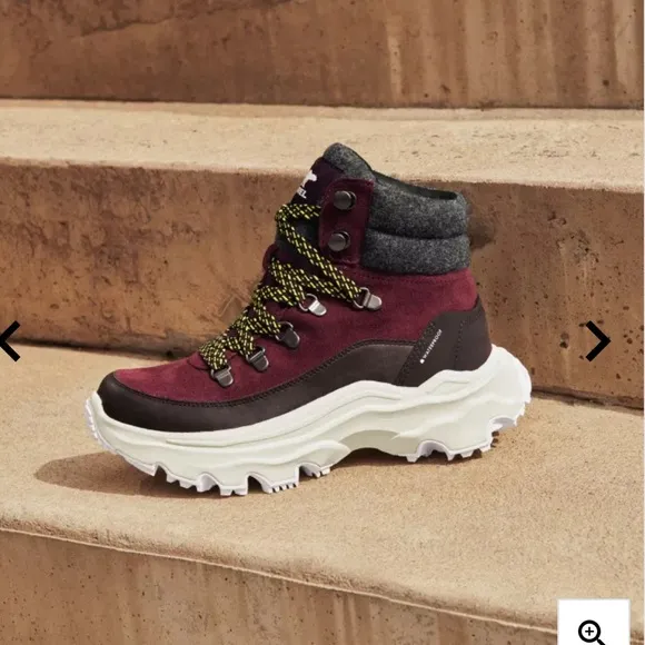 Sorel Red Sneakers with Chunky Sole and Mid-Cut Design