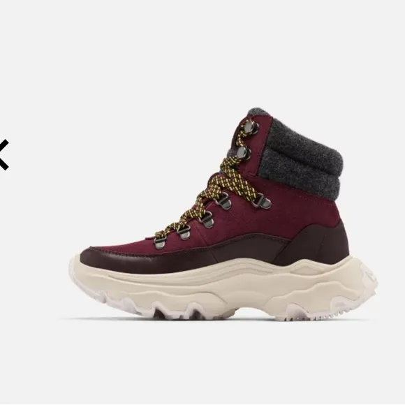 Sorel Red Sneakers with Chunky Sole and Mid-Cut Design