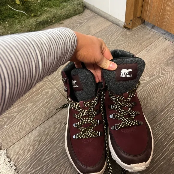 Sorel Red Sneakers with Chunky Sole and Mid-Cut Design