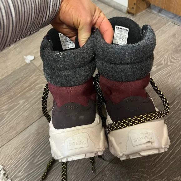 Sorel Red Sneakers with Chunky Sole and Mid-Cut Design