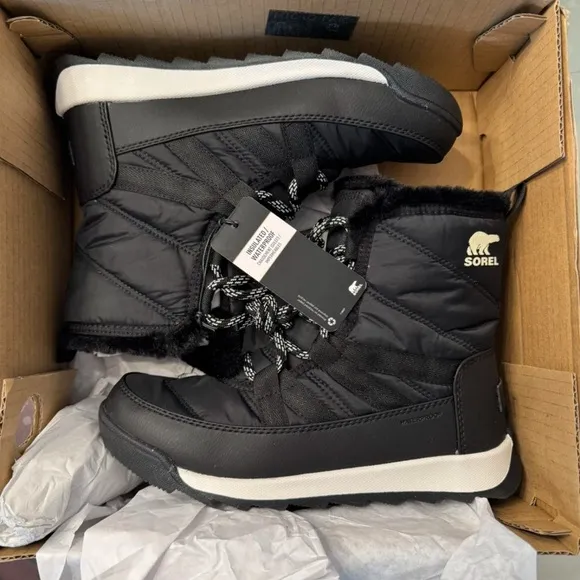 Sorel Sz 7 Black Whitney II Short Lace Winter Boots Waterproof Insulated