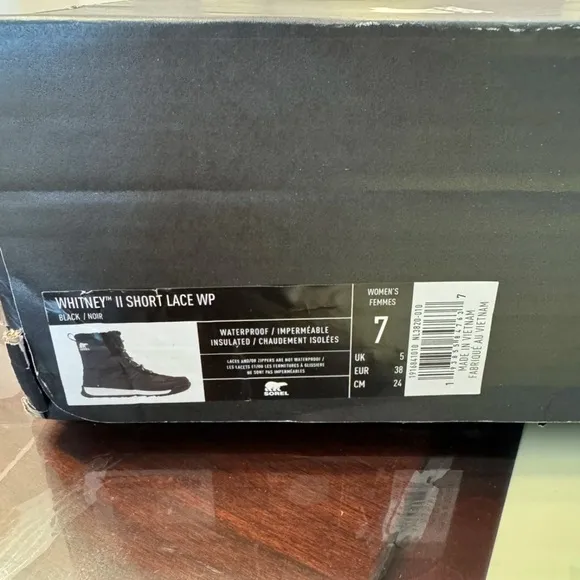 Sorel Sz 7 Black Whitney II Short Lace Winter Boots Waterproof Insulated