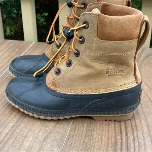 SOREL Tan Leather Black waterproof Boots Size 5
