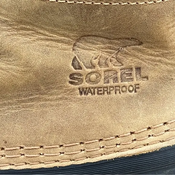 SOREL Tan Leather Black waterproof Boots Size 5