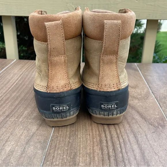 SOREL Tan Leather Black waterproof Boots Size 5