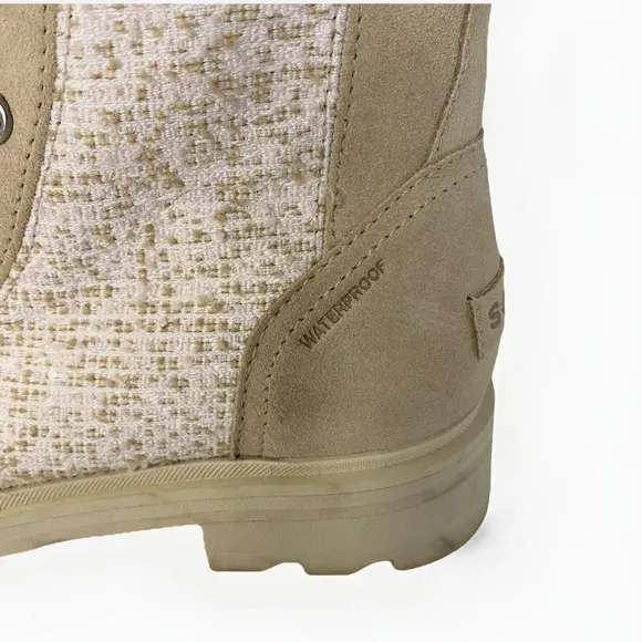 Sorel Women's 9 Lennox Cozy Rain Snow Boots Waterproof Pink Beige Chunky Combat