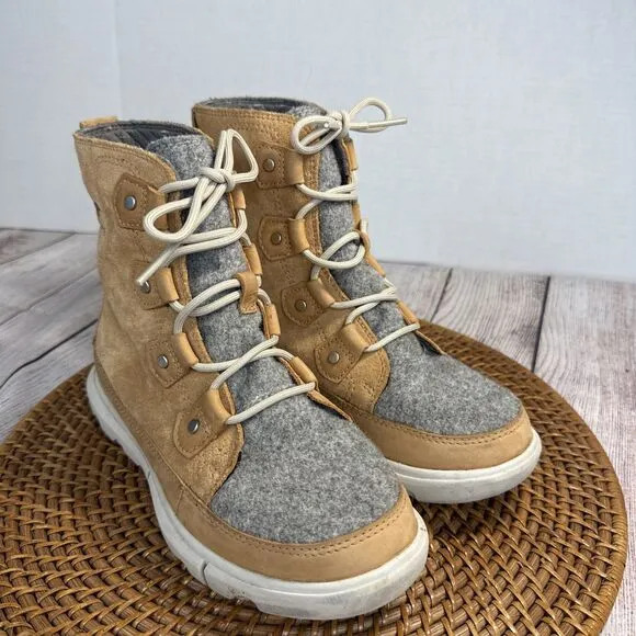 Sorel Women's Boots Explorer II Joan Felt Winter Brown Gray Waterproof Size 6.5