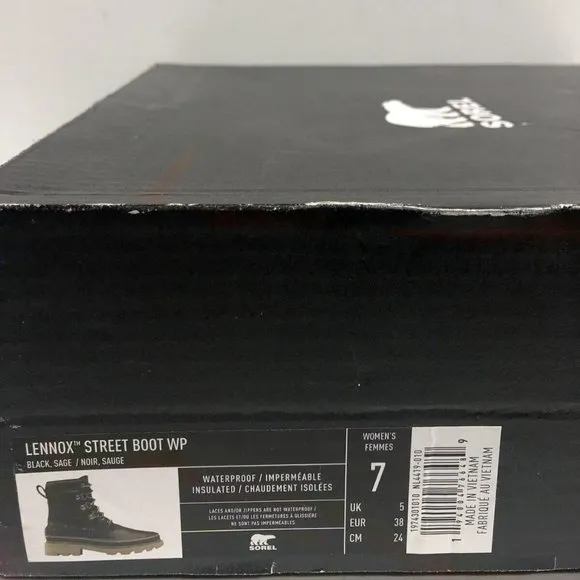 Sorel Women’s Lennox Street, Black Waterproof Boots, Size 7M