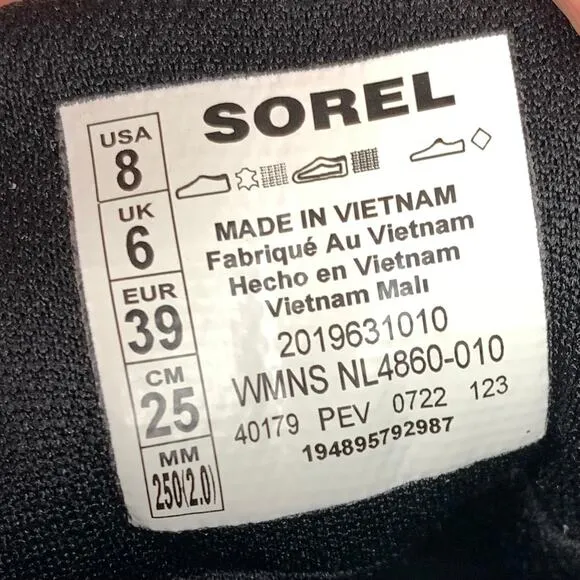 Sorel Womens Out N About III Low Sneakers Waterproof Canvas Suede Black Size 8
