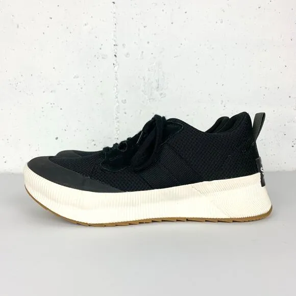 Sorel Womens Out N About III Low Sneakers Waterproof Canvas Suede Black Size 8
