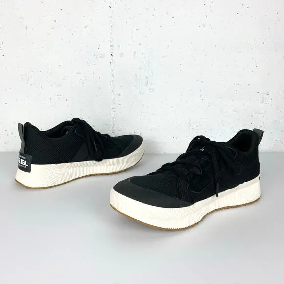 Sorel Womens Out N About III Low Sneakers Waterproof Canvas Suede Black Size 8