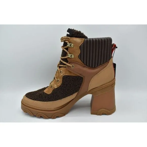 Sorel Womens Size 10.5 Brex Heel Cozy Lace Buff Brown Waterproof Leather Boots