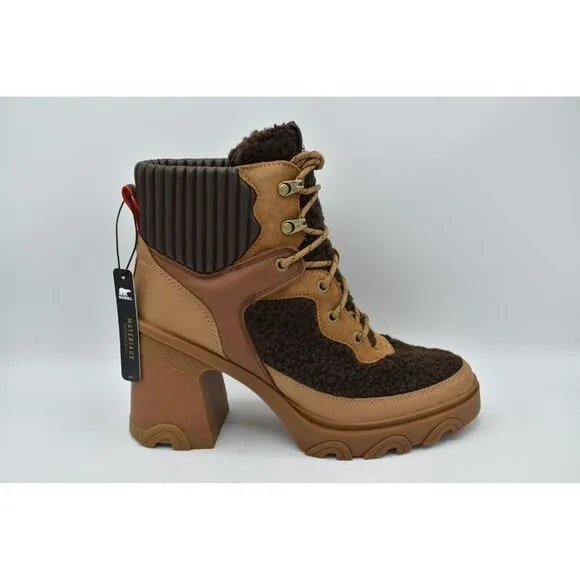 Sorel Womens Size 10.5 Brex Heel Cozy Lace Buff Brown Waterproof Leather Boots