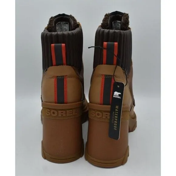 Sorel Womens Size 10.5 Brex Heel Cozy Lace Buff Brown Waterproof Leather Boots