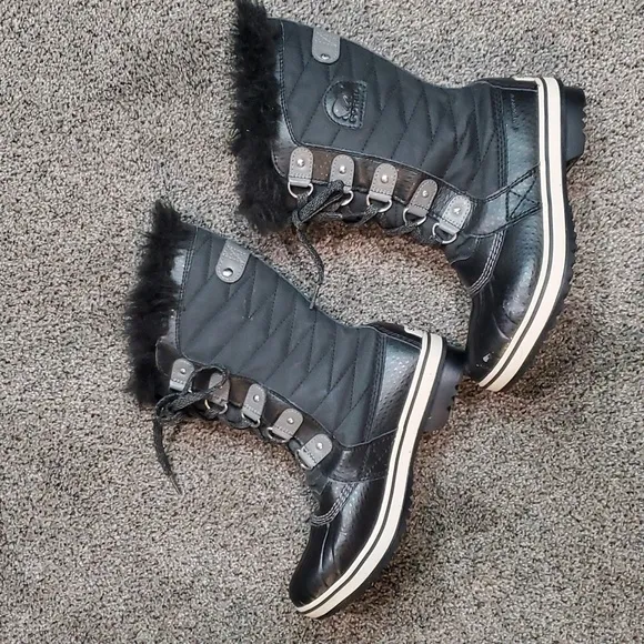 Sorel Youth Girls Tofino II Lace Up Duck Rubber Faux fur boots shoes sz 4