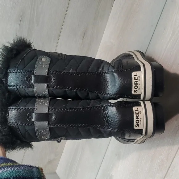 Sorel Youth Girls Tofino II Lace Up Duck Rubber Faux fur boots shoes sz 4