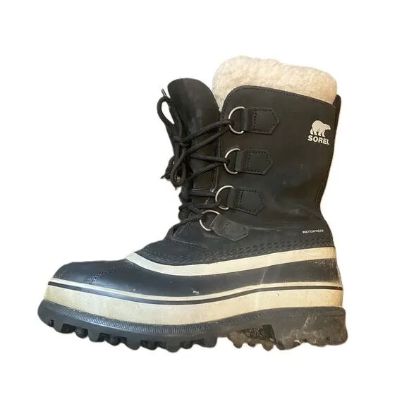 Sorel Caribou Black Waterproof Lace-Up Winter Boots