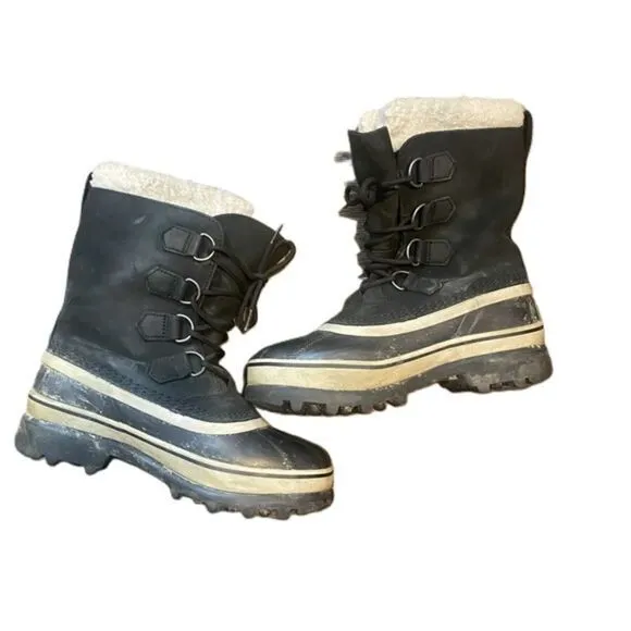 Sorel Caribou Black Waterproof Lace-Up Winter Boots
