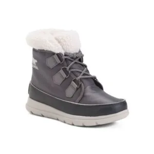 Sorel Explorer Carnival Waterproof Boots with Faux Fur Collar Gray 8 NWB