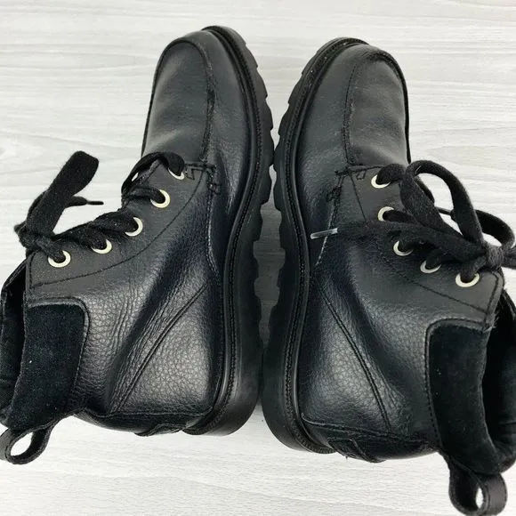 Sorel Madson Youth Size 3 Waterproof Moc Toe Black Leather Boots NY2996-011‎