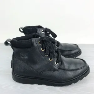 Sorel Madson Youth Size 3 Waterproof Moc Toe Black Leather Boots NY2996-011‎